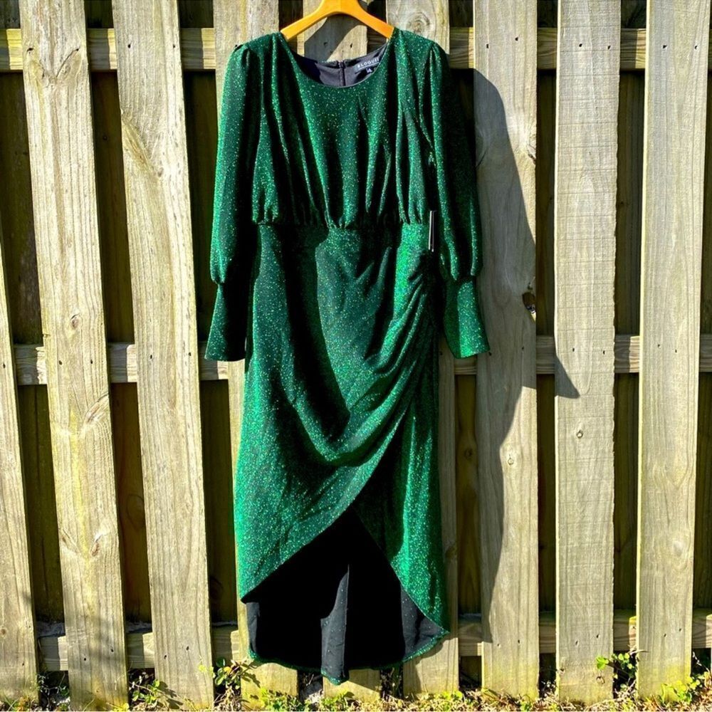 NWT‎ ELOQUII GREEN SPARKLE MAXI DRESS C27 - Picture 6 of 11